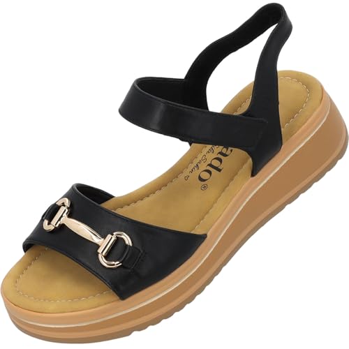 Palado Sandalen Damen Stamelos by Sila Sahin - bequeme Sandaletten - modische Sommerschuhe - elegante Pantoletten Schwarz UK7 - EU40 von Palado