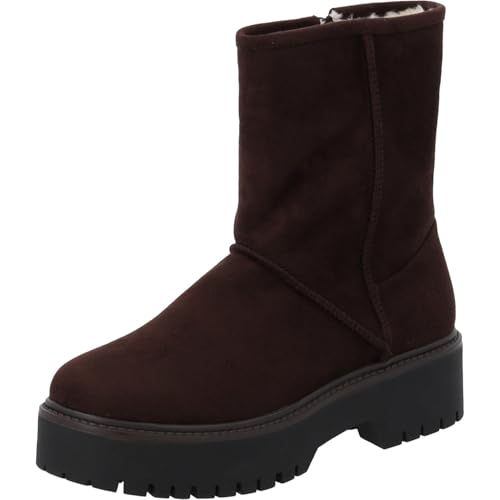 Palado Stiefeletten Damen Alutha by Sila Sahin - modische Boots - warm gefütterte Stiefel - bequeme Ankle-Boots Taupe UK3,5 - EU36 von Palado