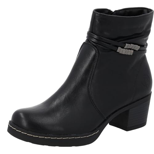 Palado Stiefeletten Damen Aneya – bequeme Ankle-Boots - leicht gefütterte Stiefel - moderne Winterschuhe Schwarz UK8 - EU41 von Palado