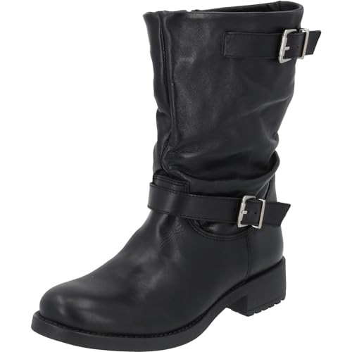 Palado Stiefeletten Damen Angui - Ccowboystiefel für Frauen - elegante Boots mit Absatz - modische Winterschuhe aus Echtleder - bequeme Winterstiefel - stilvolle Damenstiefel Schwarz UK4,5 - EU37 von Palado