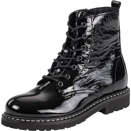 Palado Stiefeletten Damen Biak – bequeme Boots Made in Portugal - leicht gefütterte Stiefel - modische Winterschuhe Schwarz (Glanz) UK5,5 - EU38 von Palado