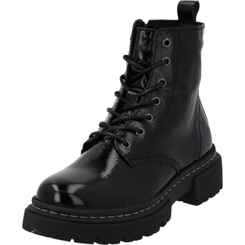 Palado Stiefeletten Damen Biak – bequeme Boots Made in Portugal - leicht gefütterte Stiefel - modische Winterschuhe Schwarz Lack UK9 - EU42 von Palado