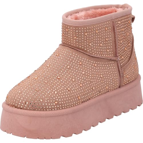 Palado Stiefeletten Damen Cambrisa – warm gefütterte Boots mit Kunstfell – stylische Ankle-Boots für Herbst & Winter – modische Winterschuhe Rosa UK4,5 - EU37 von Palado