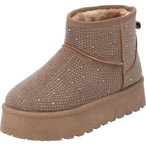 Palado Stiefeletten Damen Cambrisa – warm gefütterte Boots mit Kunstfell – stylische Ankle-Boots für Herbst & Winter – modische Winterschuhe Sand UK6 - EU39 von Palado