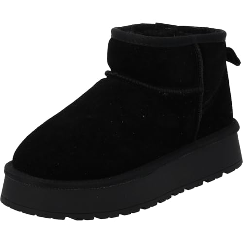 Palado Stiefeletten Damen Chinu by Sila Sahin – bequeme Boots aus Leder - warm gefütterte Stiefel - modische Winterschuhe Schwarz UK8 - EU41 von Palado