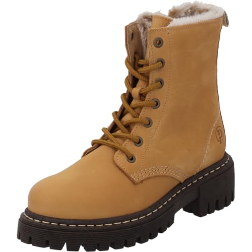 Palado Stiefeletten Damen Giase – bequeme Boots Made in Portugal - warm gefütterte Stiefel - modische Winterschuhe Camel UK7 - EU40 von Palado