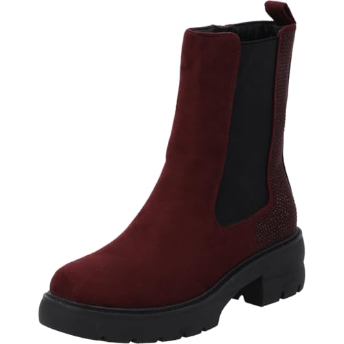 Palado Stiefeletten Damen Jynna by Sila Sahin – elegante und robuste Boots - ungefütterte Stiefel für die Übergangszeit - modische Ankle-Boots Bordeaux Samt UK3,5 - EU36 von Palado