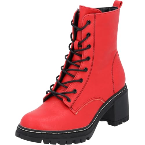 Palado Stiefeletten Damen Kefalonia - warme & bequeme Winterschuhe für Frauen mit rutschfester Gummisohle - moderne Boots mit Blockabsatz für Herbst & Winter Rot UK7 - EU40 von Palado