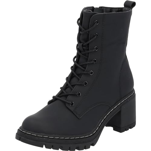 Palado Stiefeletten Damen Kefalonia - warme & bequeme Winterschuhe für Frauen mit rutschfester Gummisohle - moderne Boots mit Blockabsatz für Herbst & Winter Schwarz Matt UK8 - EU41 von Palado
