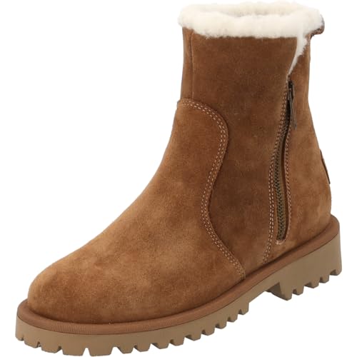 Palado Stiefeletten Damen Kelnna - elegante Boots Made in Portugal - warm gefütterte Stiefel - modische Winterschuhe Cognac UK5,5 - EU38 von Palado