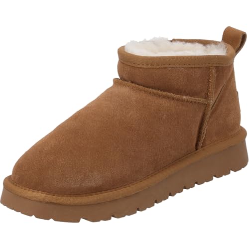 Palado Stiefeletten Damen Miromi by Sila Sahin - modische Boots aus Rindsleder - Stiefel warm gefüttert mit Wolle - bequeme Ankle-Boots Camel UK4,5 - EU37 von Palado