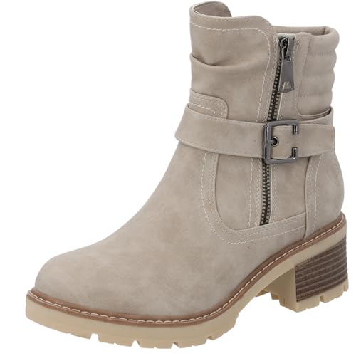 Palado Stiefeletten Damen Mutila – modische Boots - leicht gefütterte Stiefel - bequeme Ankle-Boots Beige UK6 - EU39 von Palado