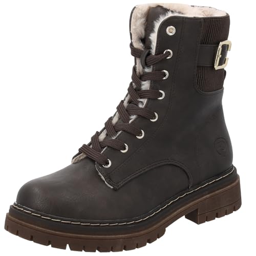 Palado Stiefeletten Damen Natlea - bequeme Boots - warm gefütterte Stiefel - modische Winterschuhe Dunkelbraun UK4,5 - EU37 von Palado