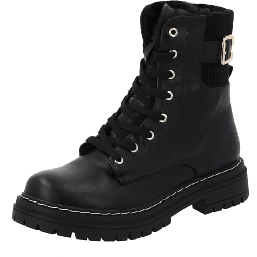 Palado Stiefeletten Damen Natlea - bequeme Boots - warm gefütterte Stiefel - modische Winterschuhe Schwarz UK5,5 - EU38 von Palado