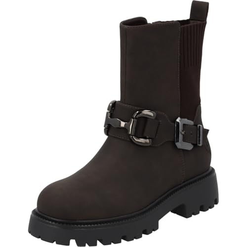 Palado Stiefeletten Damen Vikduc - robuste Boots - leicht gefütterte Stiefel - modische Ankle-Boots Braun UK4,5 - EU37 von Palado