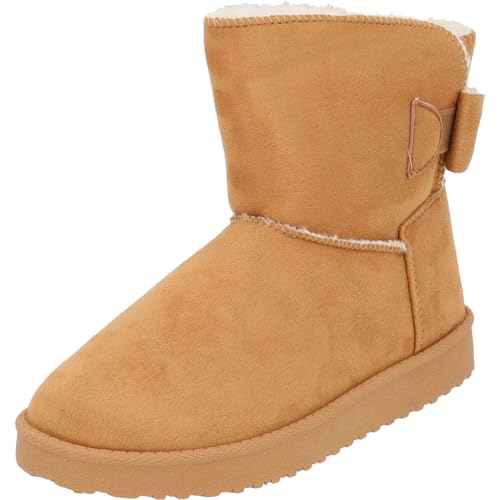 Palado Stiefeletten Damen Yesrona - gefütterte Schlupfstiefel - bequeme Winterschuhe für Frauen - flache Schneestiefel - elegante boots Beige UK6 - EU39 von Palado