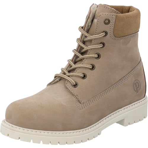 Palado Stiefeletten Mädchen Kids Napsi G – Bequeme Boots Made in Portugal - warm gefütterte Stiefel - Moderne Schnürstiefel Beige EU37 von Palado