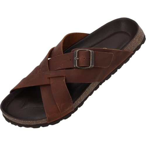 Palado Pantoletten Herren Tavros - bequeme Sandalen Made in Spain - Hausschuhe mit Kork-Fußbett - modische Braun UK8 - EU41 Palado Pantoletten Herren Tavros - bequeme Sandalen Made in Spain - Hausschuhe mit Kork-Fußbett - modische Braun UK8 - EU41 von Palado