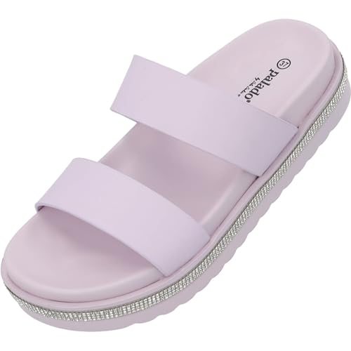 Palado Ulie by Sila Sahin Damen Mules - modische Plateau Pantoletten - Elegante Hausschuhe für Frauen mit Absatz - Sommerschuhe mit Glitzern Flieder UK4,5 - EU37 von Palado