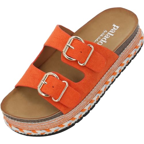 Palado Veast by Sila Sahin Mules Damen - modische Plateau Pantoletten - elegante Hausschuhe für Frauen mit Absatz - stillvolle Sommerschuhe Orange UK3,5 - EU36 von Palado