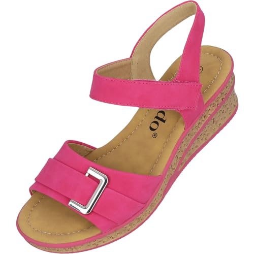 Palado Vemlu Keilsandalen Damen - modische Sandaletten mit Absatz - Elegante Sandalen für Frauen - Bequeme Plateau Schuhe Pink UK4,5 - EU37 von Palado