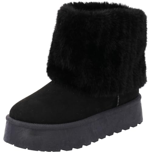 Palado Winterboots Damen Meumine – kuschelige Boots – warm gefütterte Stiefel – modische Stiefeletten Schwarz UK7 - EU40 von Palado