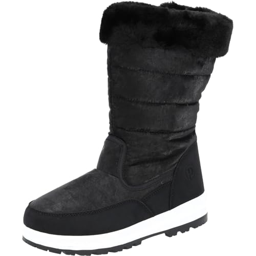 Palado Winterstiefel Damen Mazaldo – bequeme Boots - warm gefütterte Stiefel - modische Winterschuhe Schwarz UK8 - EU41 von Palado