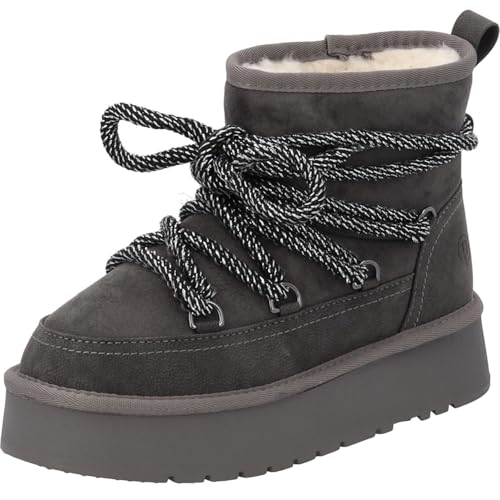 Palado Winterstiefel Damen Parona by Sila Sahin - bequeme Boots - warm gefütterte Stiefel - modische Stiefeletten Grau UK6 - EU39 von Palado