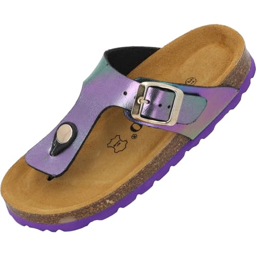 Palado Zehentrenner Mädchen Kids Kos G Keops – coole Pantoletten - bequeme Hausschuhe mit trendigen Farben - modische Sommerschuhe Lila EU38 von Palado