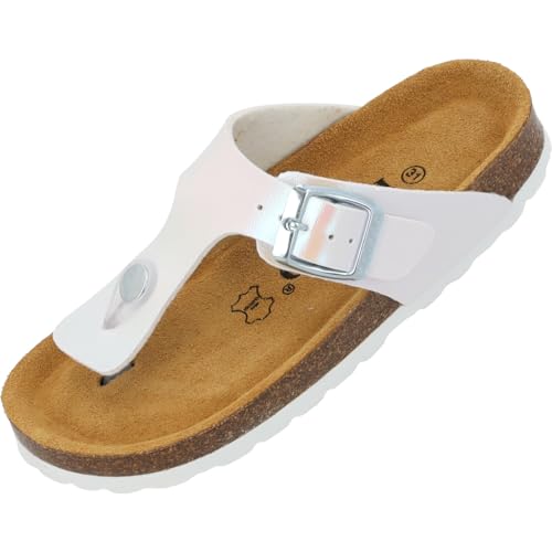 Palado Zehentrenner Mädchen Kids Kos G Keops – coole Pantoletten - bequeme Hausschuhe mit trendigen Farben - modische Sommerschuhe Weiß EU37 von Palado