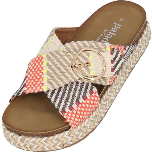 Palado Zurlo by Sila Sahin - modische Sandaletten mit Plateu - Elegante Wedges für Frauen - bequeme Schuhe mit Mustern Beige UK8 - EU41 von Palado