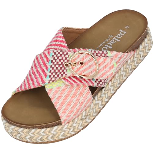 Palado Zurlo by Sila Sahin - modische Sandaletten mit Plateu - Elegante Wedges für Frauen - bequeme Schuhe mit Mustern Rosa UK4,5 - EU37 von Palado