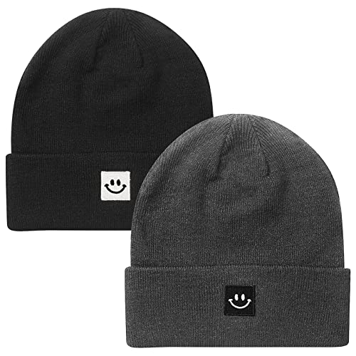 Paladoo Strickmütze für Herren/Damen, 2 Stück, 2er-Pack, Schwarz/Grau meliert, Einheitsgre von Paladoo