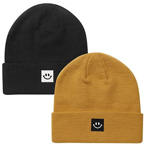 Paladoo Strickmütze für Herren/Damen, 2er-Pack, 2er-Pack, Schwarz/Kamel, Einheitsgre von Paladoo