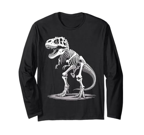 T-Rex Skelett Dino Knochen Paläontologie Dinosaurier Kinder Langarmshirt von Paläontologie Dinosaurier Skelett Wissenschaft