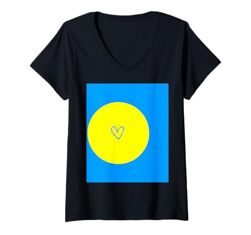 Damen Palau-Flagge Palauan Heart Proud Heritage National Day T-Shirt mit V-Ausschnitt von Palau Flag Palauan Proud National Day Gifts Idea