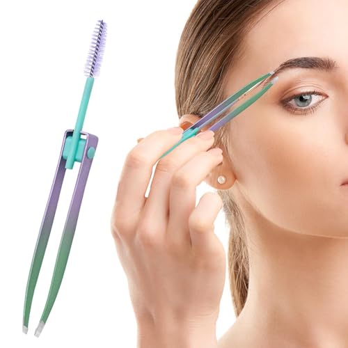 Palaufr Eyebrow Plucker Pinzetten, Haarentfernung Pinzetten | 2 in 1 Edelstahl - -Clip für Augenbrauen mit Pinsel,Haarpfeilwerkzeug, falscher Wimpern Applikator, Make -up -Pflege für die von Palaufr