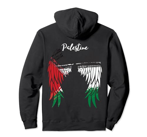 Palestine Flag Dad On Back Side Palestinian Angel Kids Wings Pullover Hoodie von Palestine Store