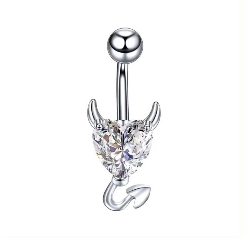 Paletti Bauchnabelpiercing Bauchnabelpiercing Devil Heart transparenten Kristallstein Herz-Motiv von Paletti