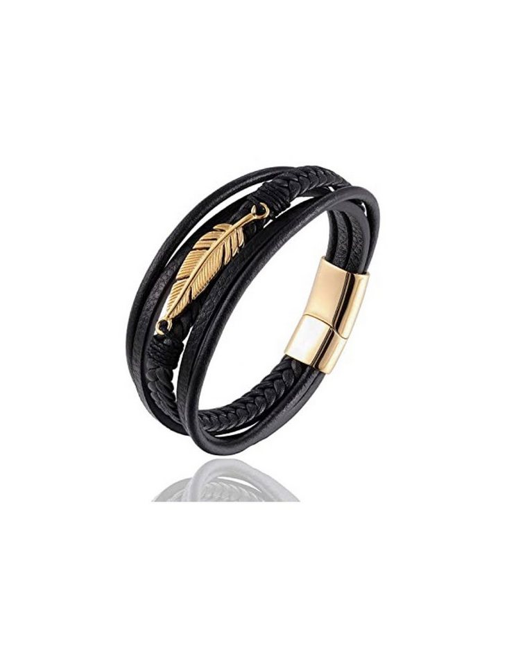 Paletti Lederarmband Lederarmband Schwarz mit Goldener Feder Gesamtlänge 21cm (1-tlg), goldene Feder Lederarmband Paletti Lederarmband Lederarmband Schwarz mit Goldener Feder Gesamtlänge 21cm (1-tlg), goldene Feder Lederarmband von Paletti