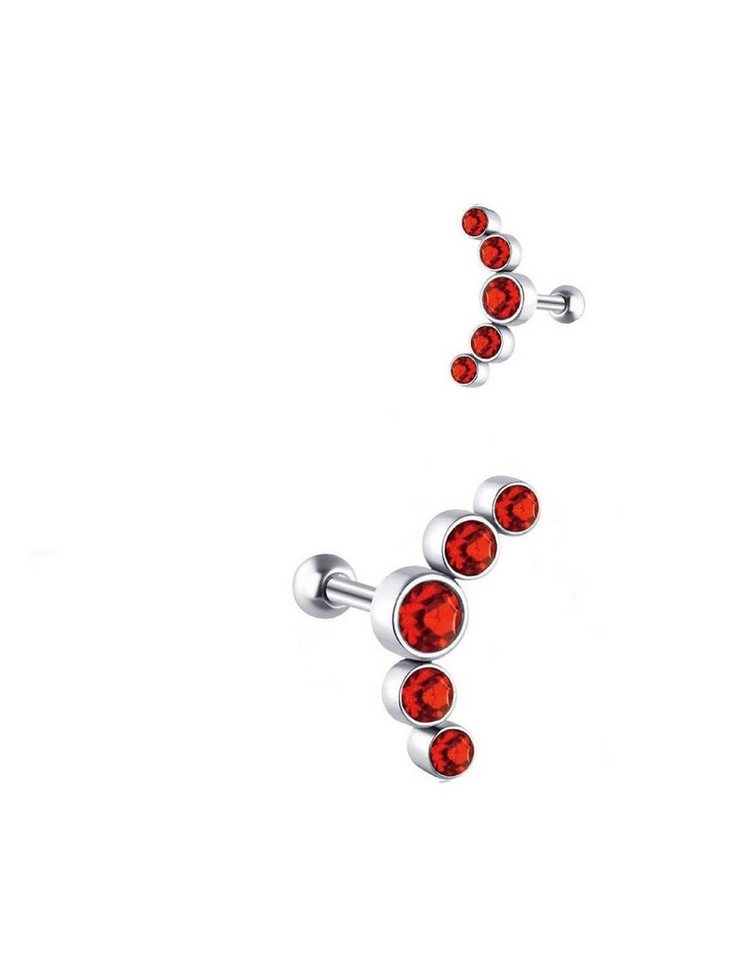 Paletti Single-Ohrstecker Helix Piercing mit roten Farbsteinen, - Paletti Single-Ohrstecker Helix Piercing mit roten Farbsteinen, - von Paletti