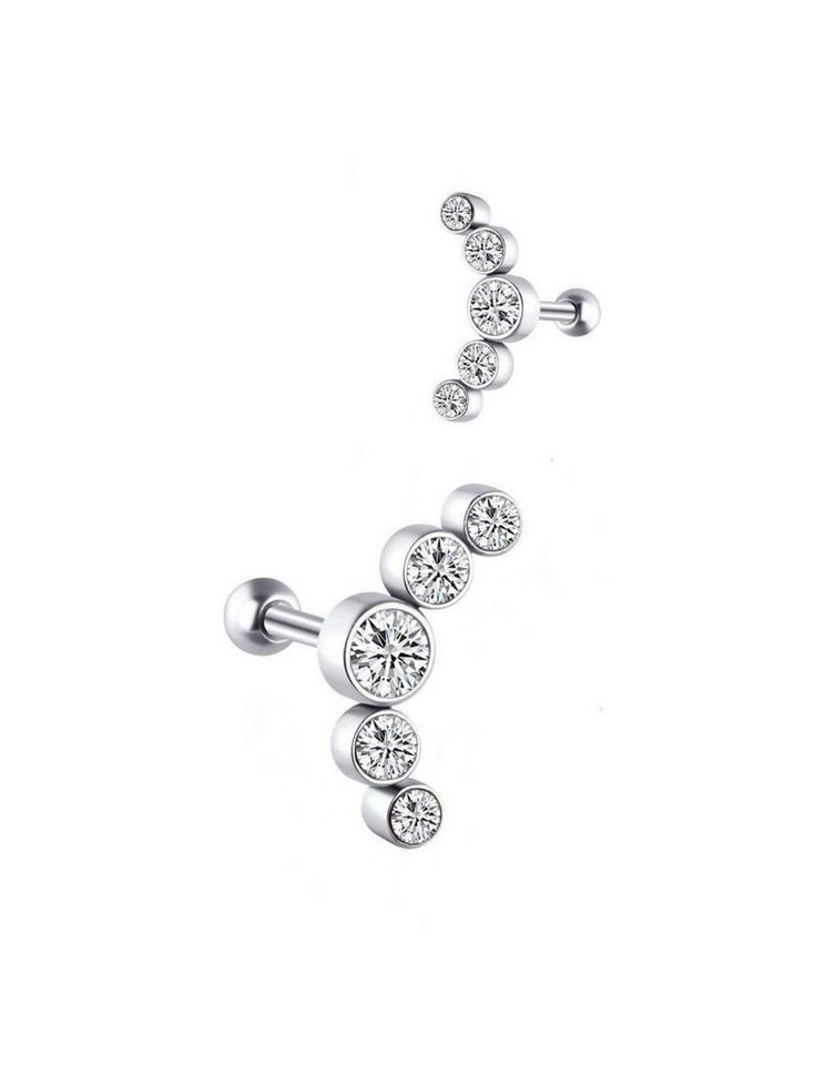 Paletti Single-Ohrstecker Ohrstecker Helix Edelstahl mit transparenten Kristallsteinen, - von Paletti