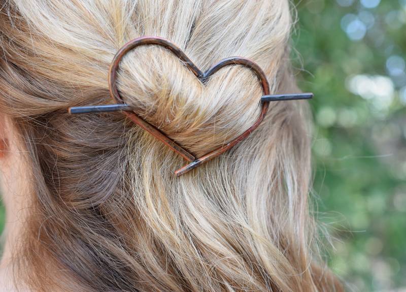 Rustikale Herz Kupfer Haarspange von PalidouCreation