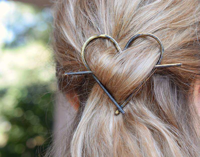 Rustikale Herz Messing Haarspange von PalidouCreation