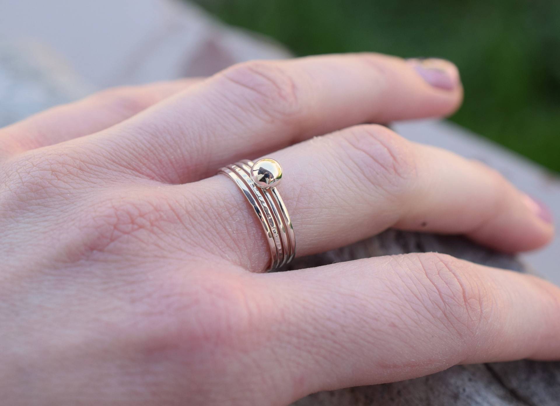Stapelbare Ringe Aus Sterlingsilber, Gehämmerter Kugelring von PalidouCreations