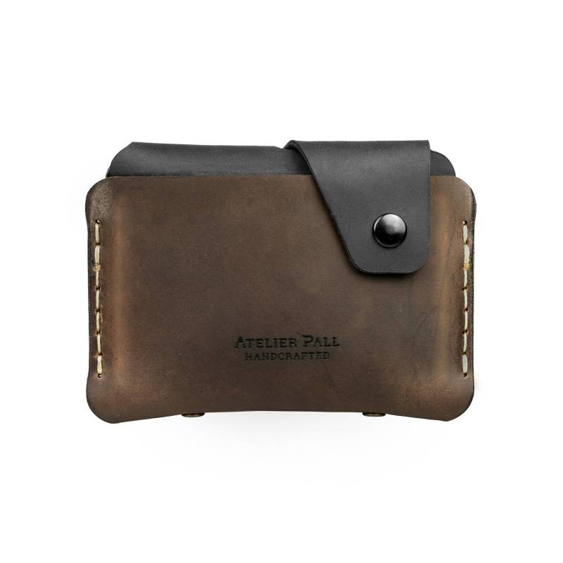 Airtag Schlanke Minimale Geldbörse Schwarz Braun Aus Distressed Leder Optional Mit Lederkette Gratis Gravur von PallAtelier