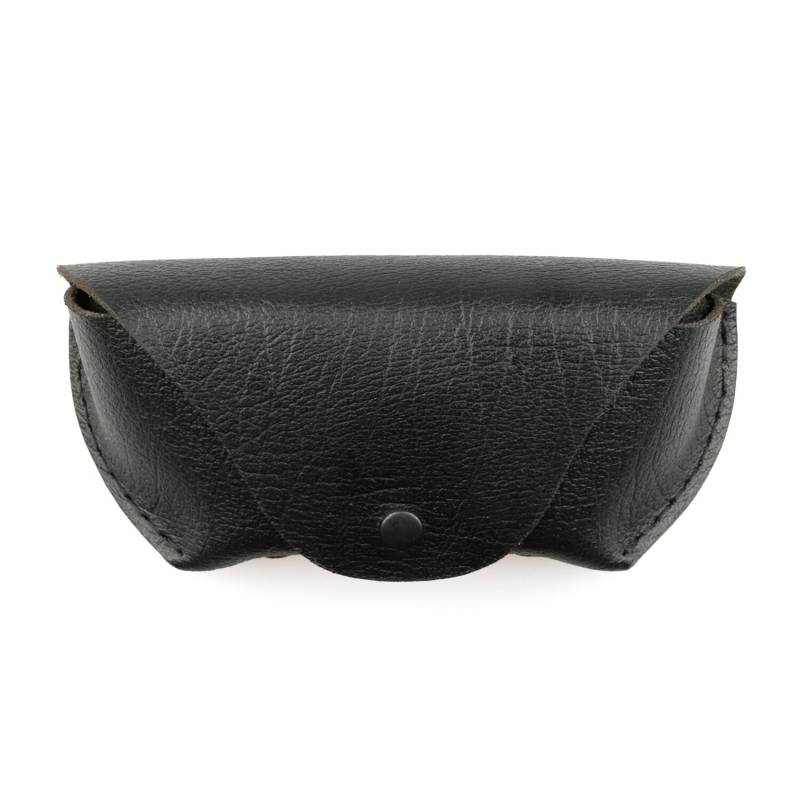 Black Stitch Brillenetui Aus Schwarzem Leder Mit Gravur, Brillenhalfter V-Stich von PallAtelier