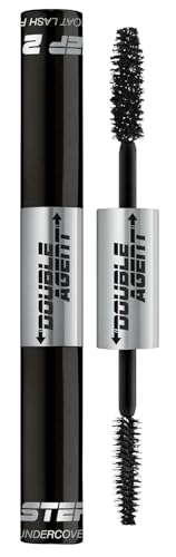 Palladio Double Agent Lash Extender Undercover Fiber Booster Mascara, dual lash system, increase eyelash length and volume, boost lashes for a bold dramatic look, voluminous makeup mascara, Jet Black von Palladio