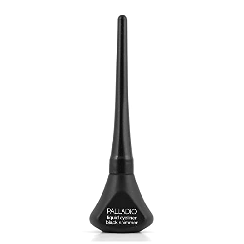 Palladio Flüssiger Eyeliner, hochpigmentiert und wasserfest, für intensive Augenkonturen, verschmierfester flüssiger Eyeliner, mit einfachem Griff und Filzspitze für die Anwendung, Black Shimmer von Palladio