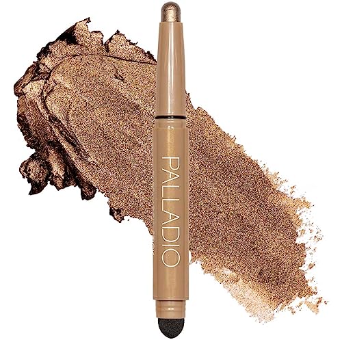 Palladio Waterproof Eyeshadow Stick with Blending Sponge, Long Lasting & Effortless Application, Smudge Free & Crease Proof Formula, Matte & Shimmer Shades, Buildable Eye Shadow (Bronze Shimmer) von Palladio